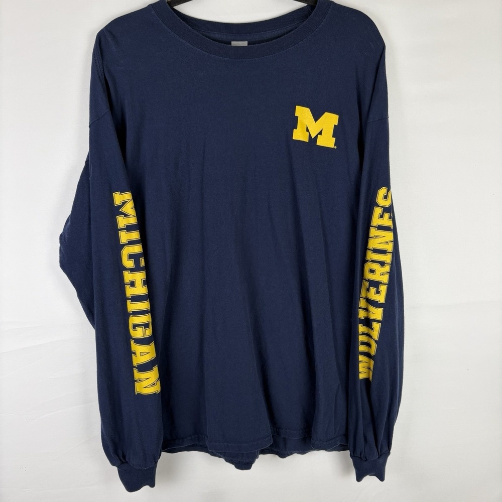 Michigan Wolverines Long Sleeve T-Shirt XL Tee Navy Blue NCAA College